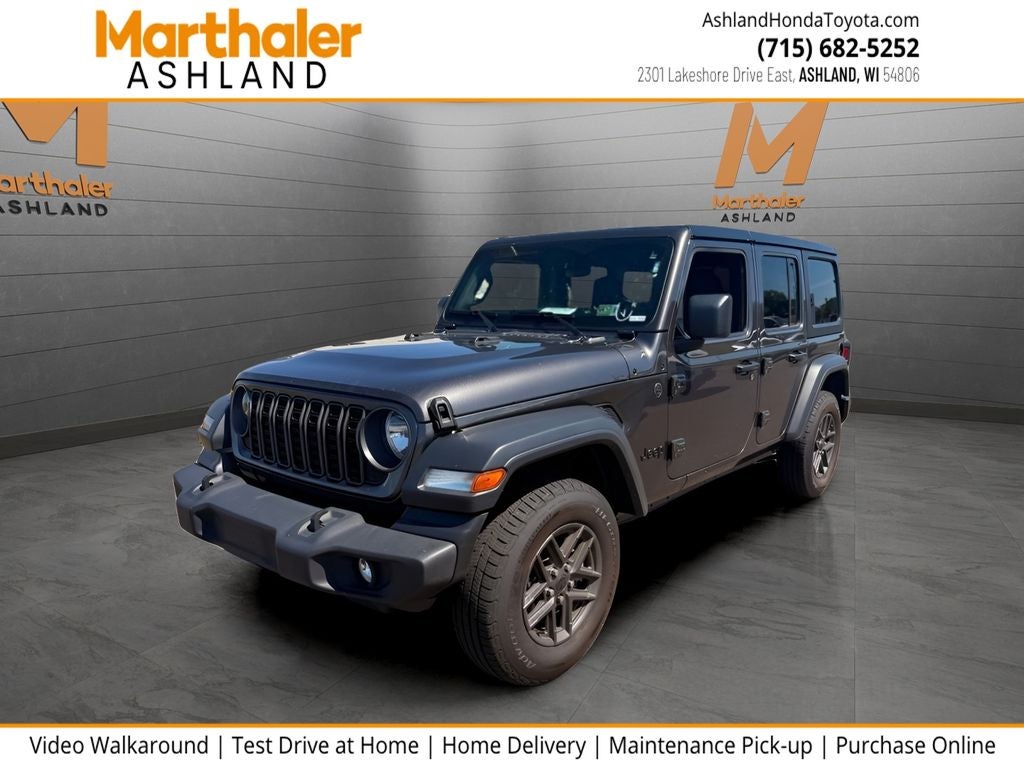 2024 Jeep Wrangler Sport S 4WD in Granite Crystal Metallic Clearcoat — front three-quarter view