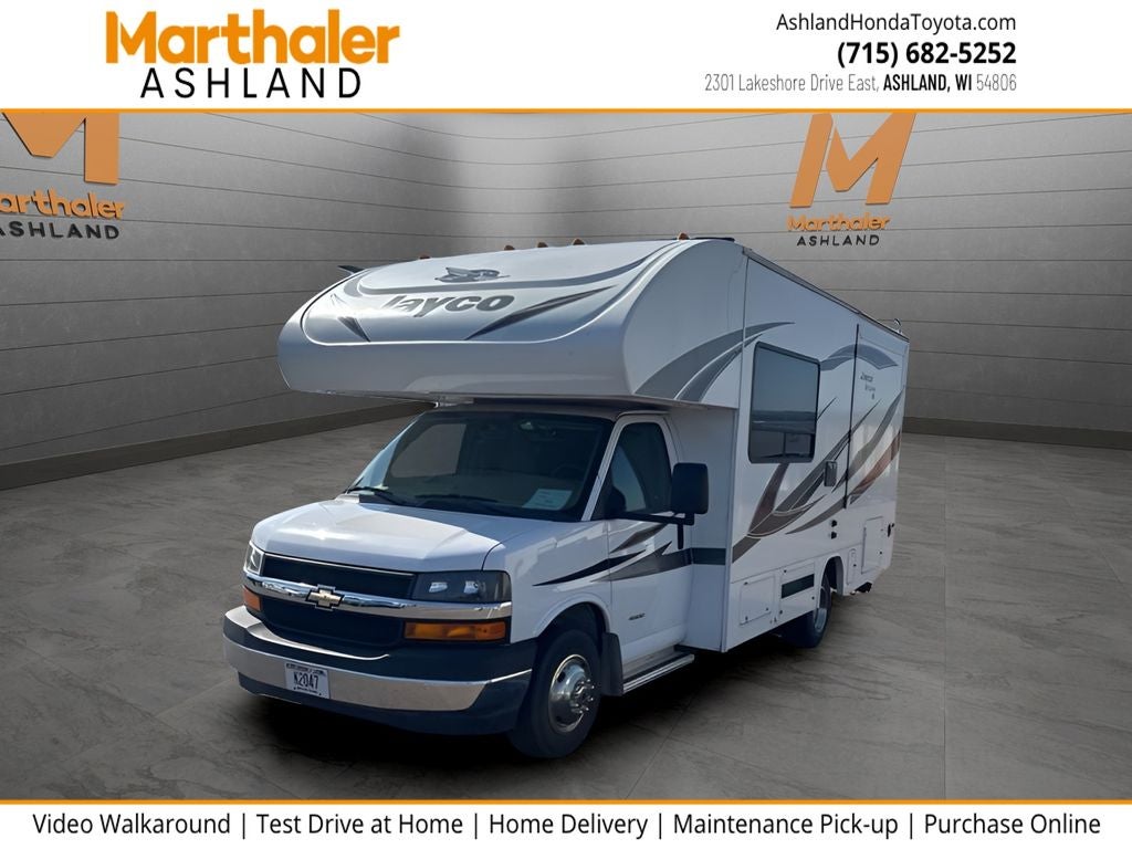 2017 Chevrolet Express Cutaway Jayco Redhawk SE Class C Motor Home in Summit White — front three-quarter view